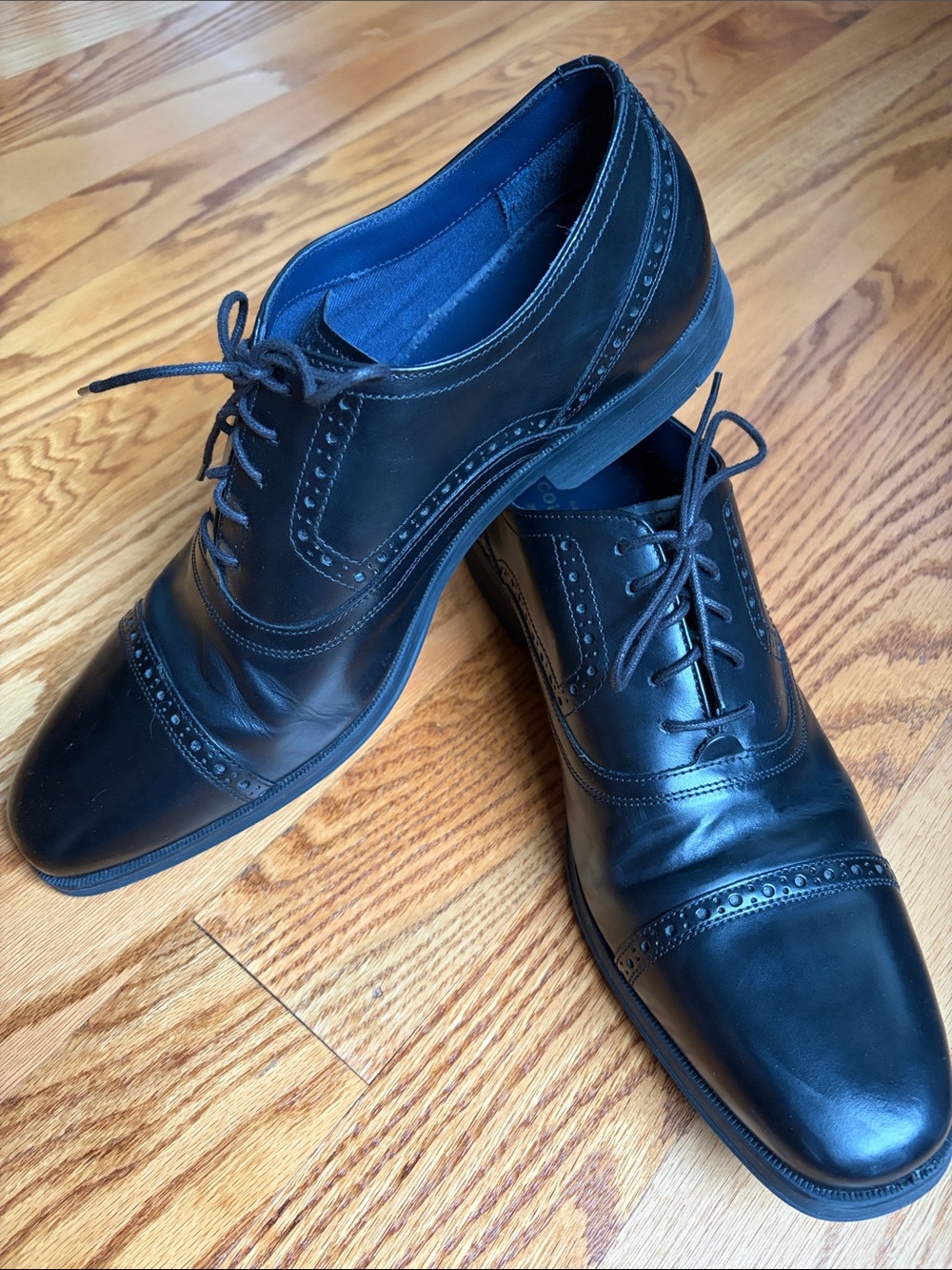Cole Haan Signature Grand.OS Men's Black Leather Oxford Cap Toe Dress Shoes.10.5